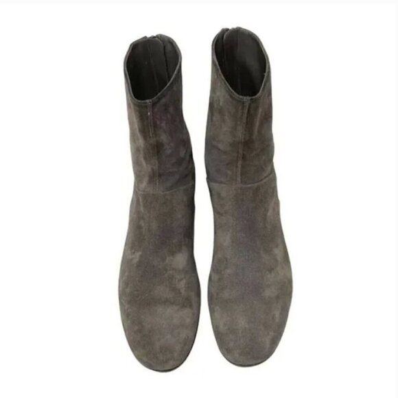 Carritz Gray Italian Suede Leather Almond Toe Zipper Ankle Boots - Size 8.5 - Picture 4 of 8
